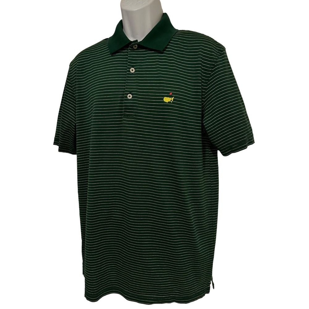 Masters Collection Mens Polo Shirt Golf Green Stripe Pima Cotton Short Sleeve L - Picture 2 of 6